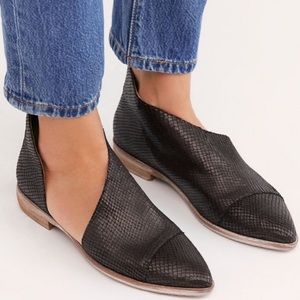 Free People Textured Royal Flat Chocolate Snakeskin